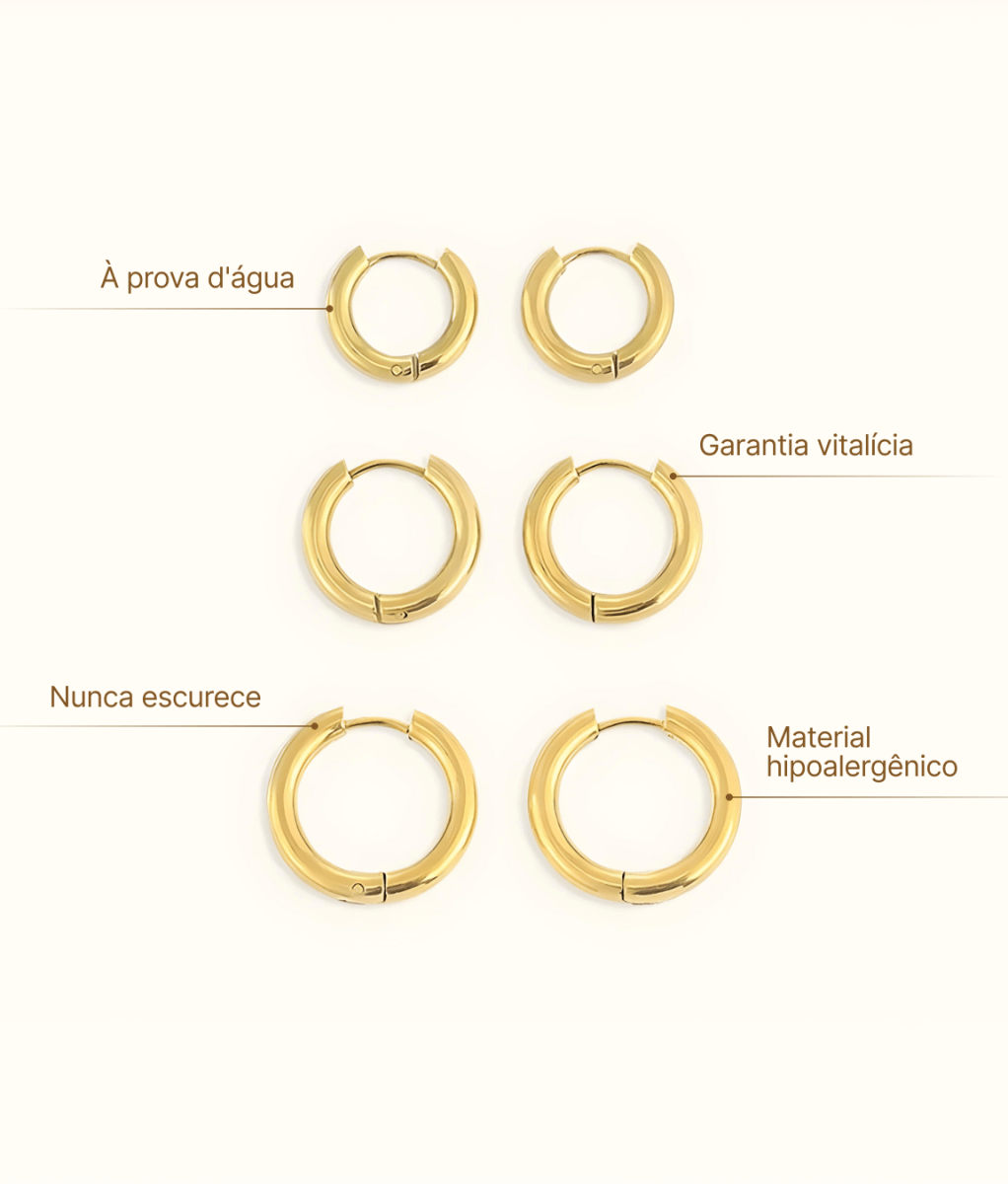 Pendientes de aro triples dorados